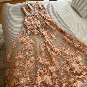 Dress the Population Peach Floral Lace Maxi Dress